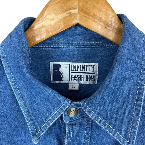 Vintage Betty Boop Blue Denim Shirt Size Large Infinity Fashions - Picture 3 of 6